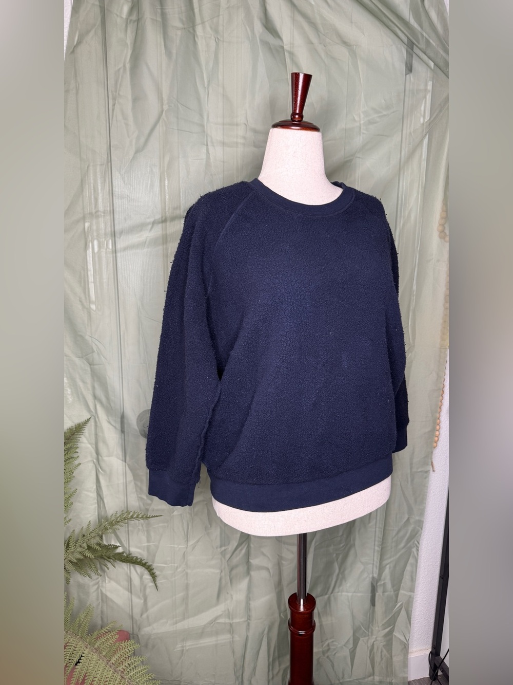 perfectwhitetee Navy Textured Crewneck Sweater